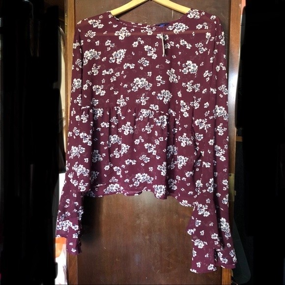 Aeropostale Top Blouse 2X XXL Sheer Boho Baby Doll Peplum Juniors - Picture 5 of 5